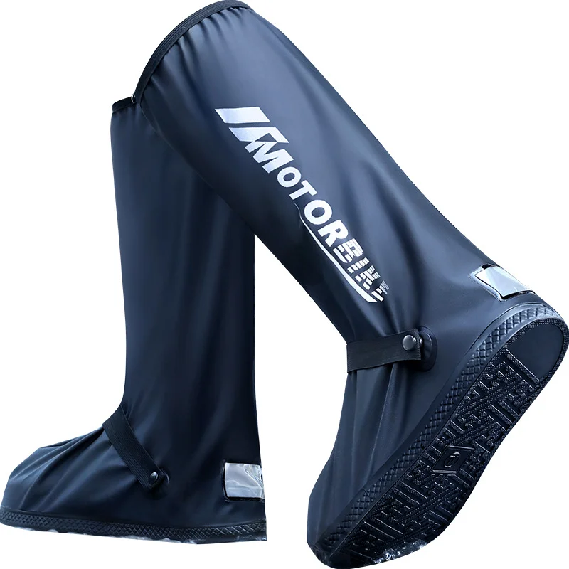Riding Rain Boots Cover Waterproof Shoes Cover Men Women Non-Slip Reflective Shoes Cover For Motorcycle Boots Rain Cover