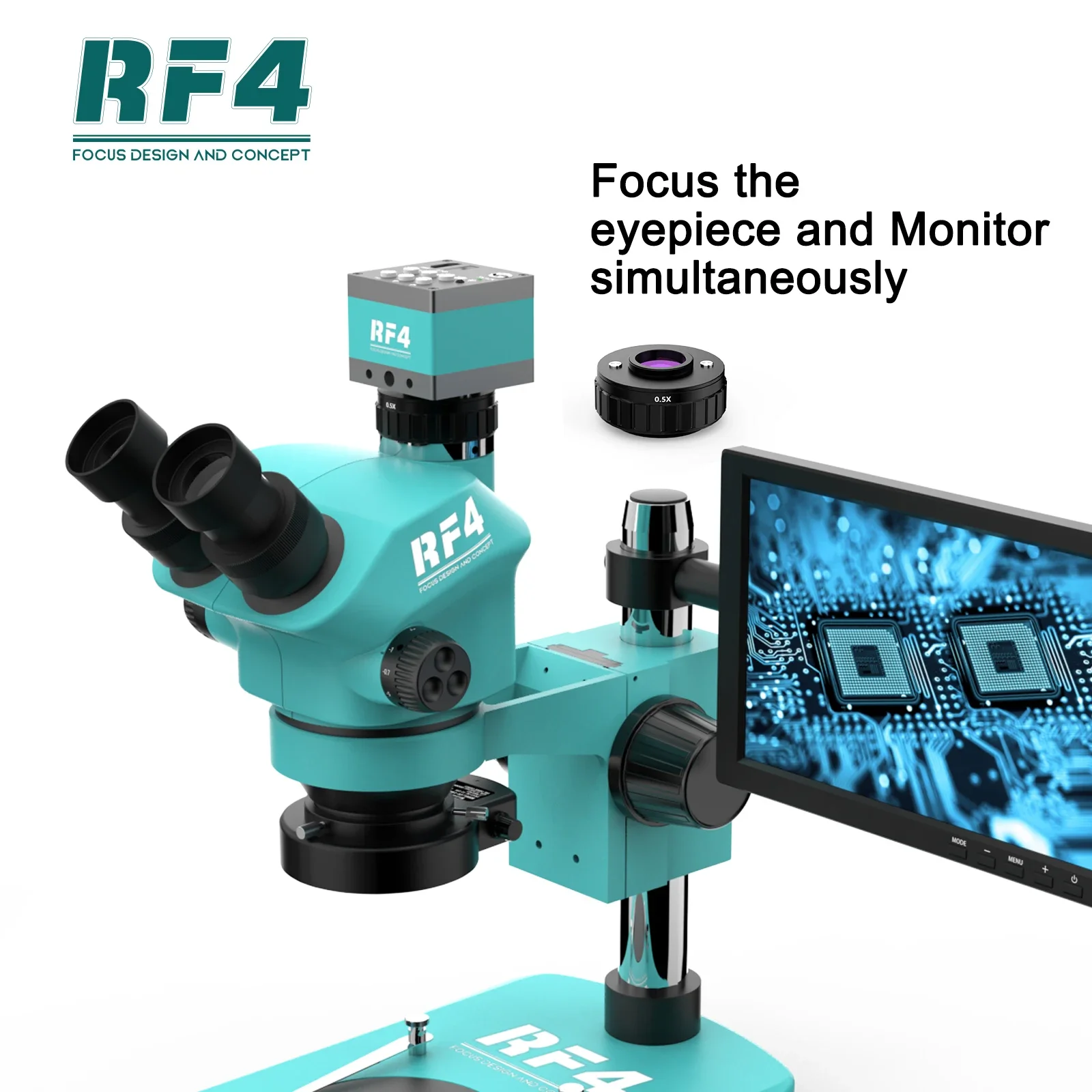 Rf4 Microscopio Trinoculare Hd 7-50X Zoom Continuo 2K 10.1 Pollici Ripartione Pcb Elettrica Rf7050Tv-2Kc2-S010