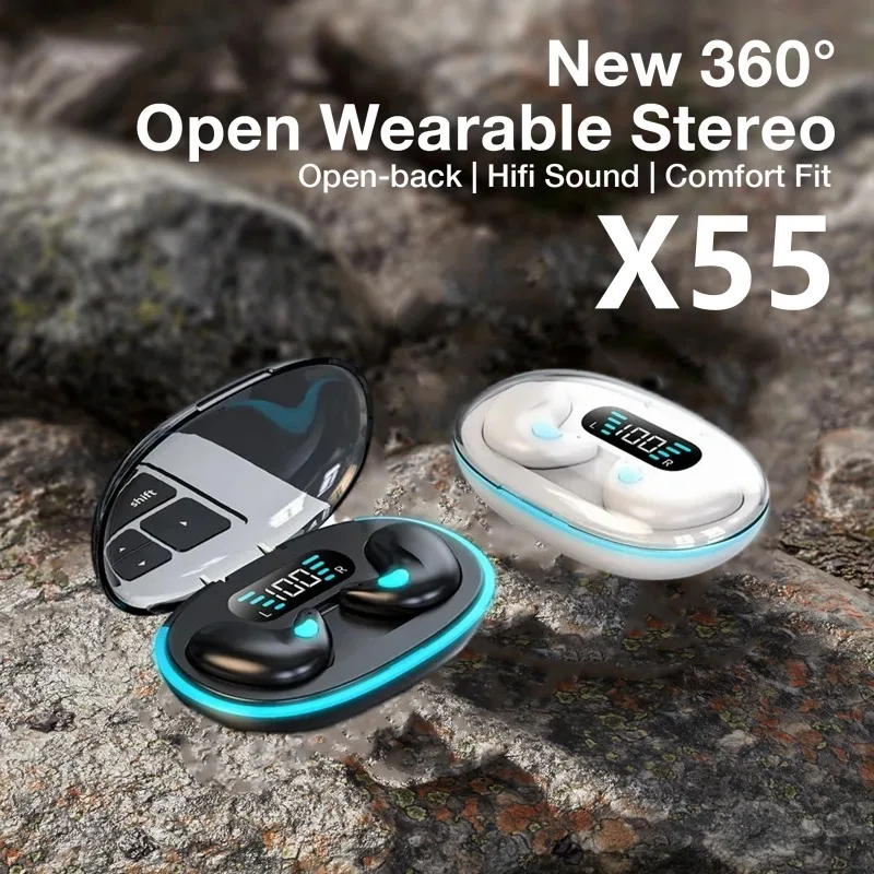 X55 Sleeping Earbuds Mini Cuffie Wireless Per Il Lavoro Tws Auricolare Bluetooth Cuffie Stereo Nascoste Con Microfono Hd Call Waterproof