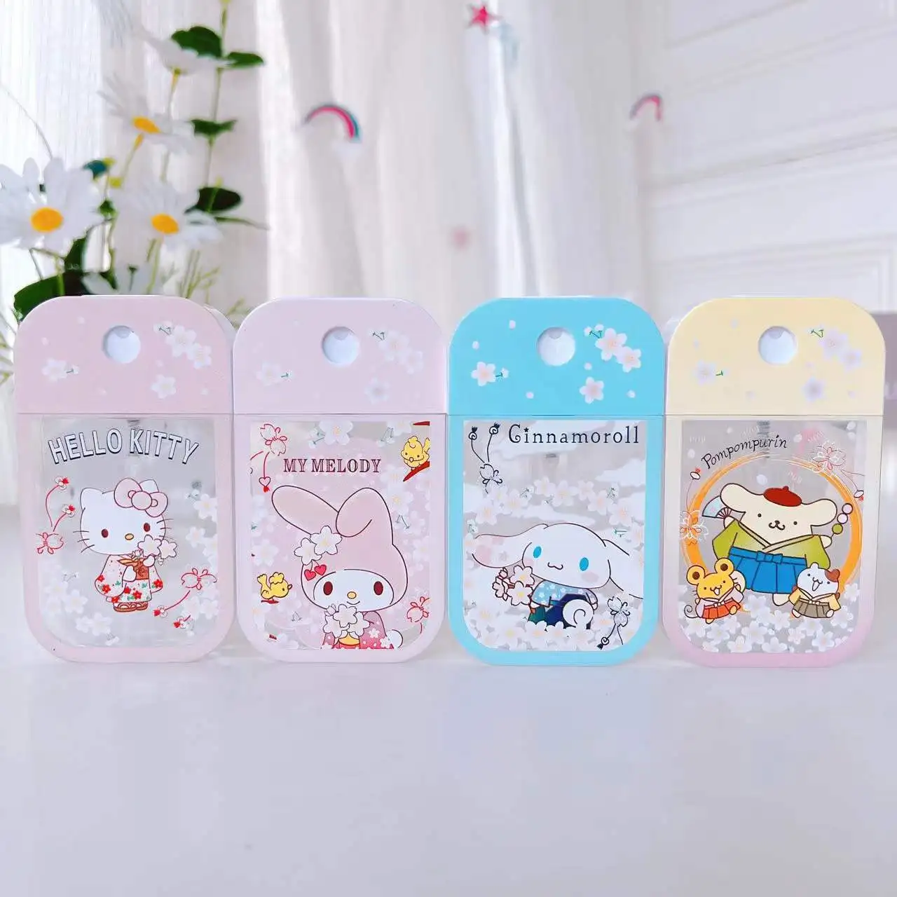 Anime Sanrio Portable Spray Bottle Makeup Water Subpackage Pocket Spray Bottle Rotating Book Page Alcohol Travel Package Girl