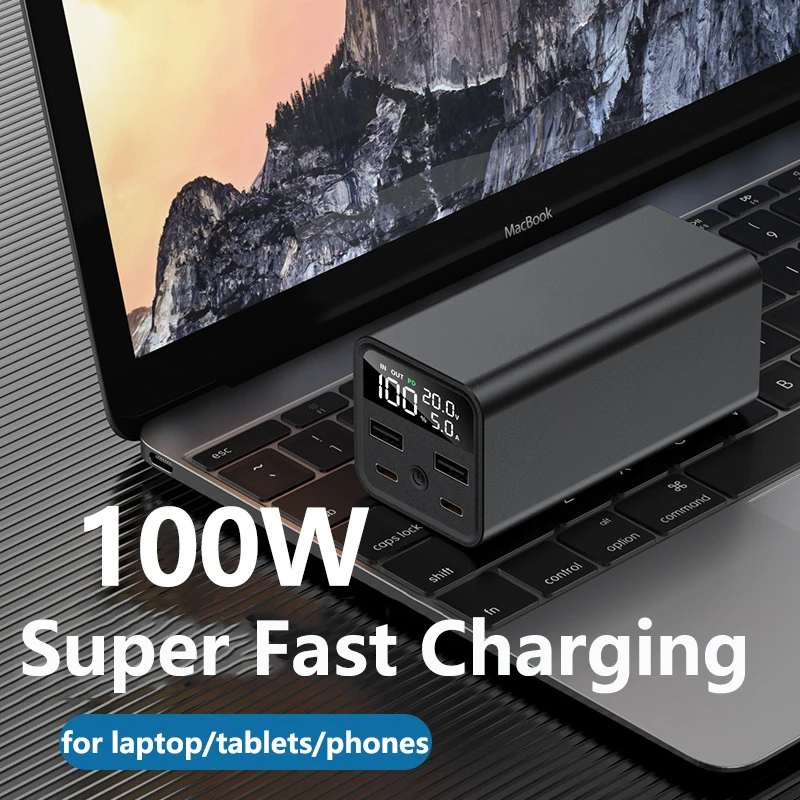 100W Super Fast Charging Power Bank 20000Mah Per Laptop Notebook Powerbank Con Luce A Led Per Iphone Ipad Xiaomi Samsung Huawei