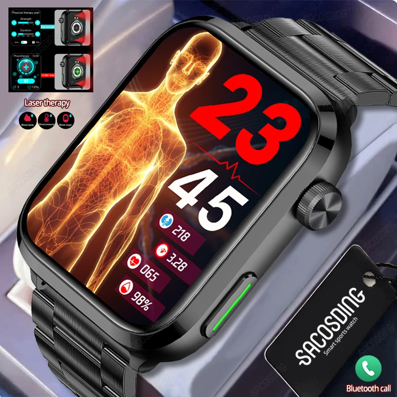 Laser Therapy Smart Watch Blood Sugar Watch Smart Bluetooth Call Acido Urico Blood Lipid Blood Pressure Monitor Health Smartwatch