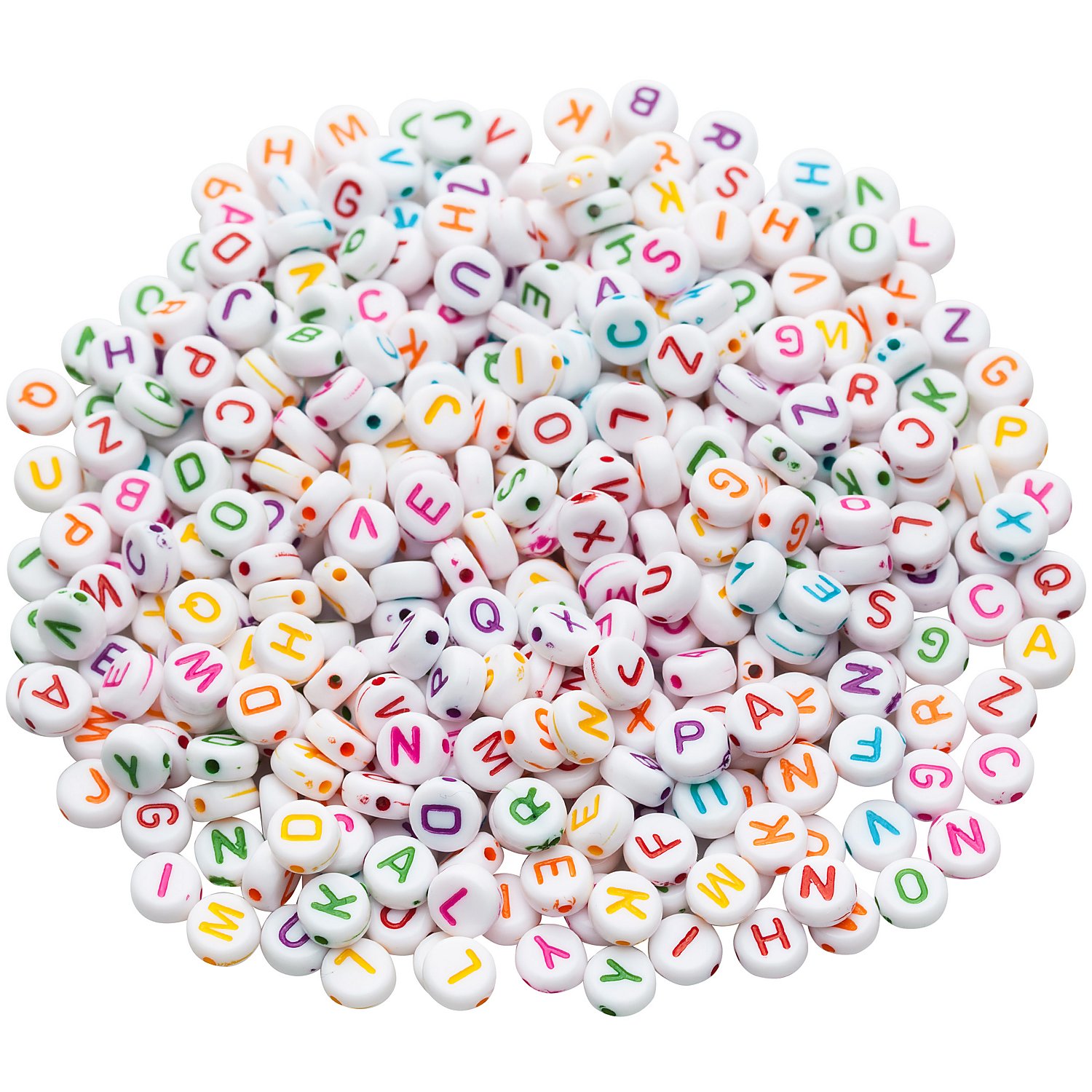Perles "alphabet", pastel, 7 mm Ø, 50 g
