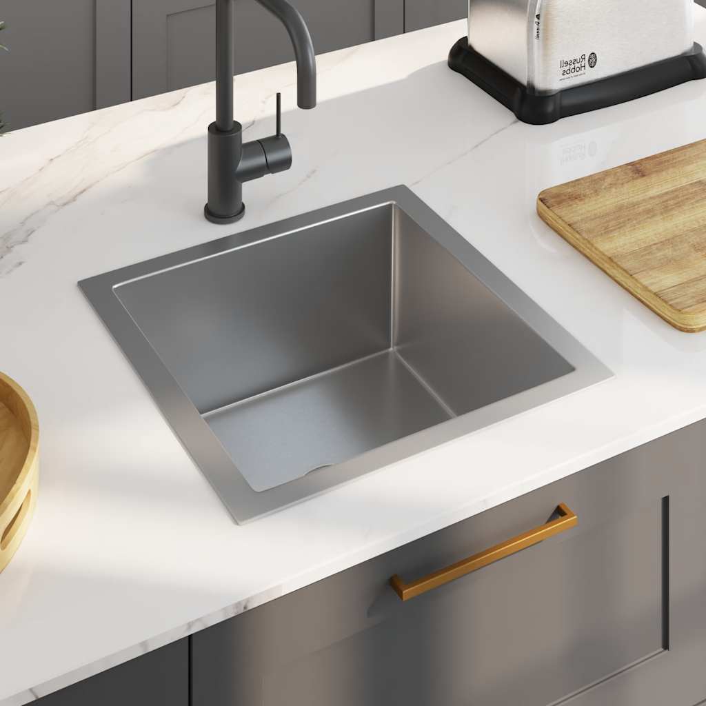 vidaXL Évier de cuisine fait à la main Acier inoxydable