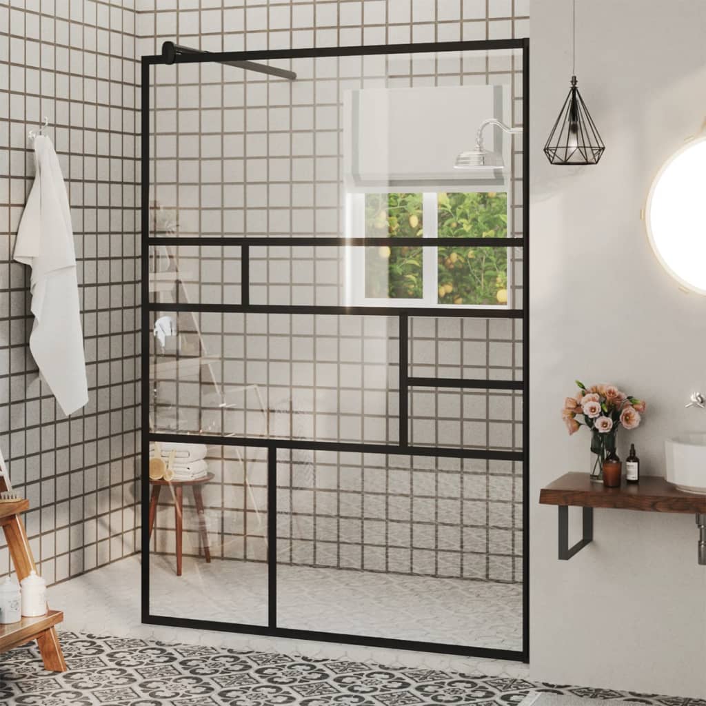 vidaXL Paroi de douche à verre ESG transparent 115x195 cm Noir