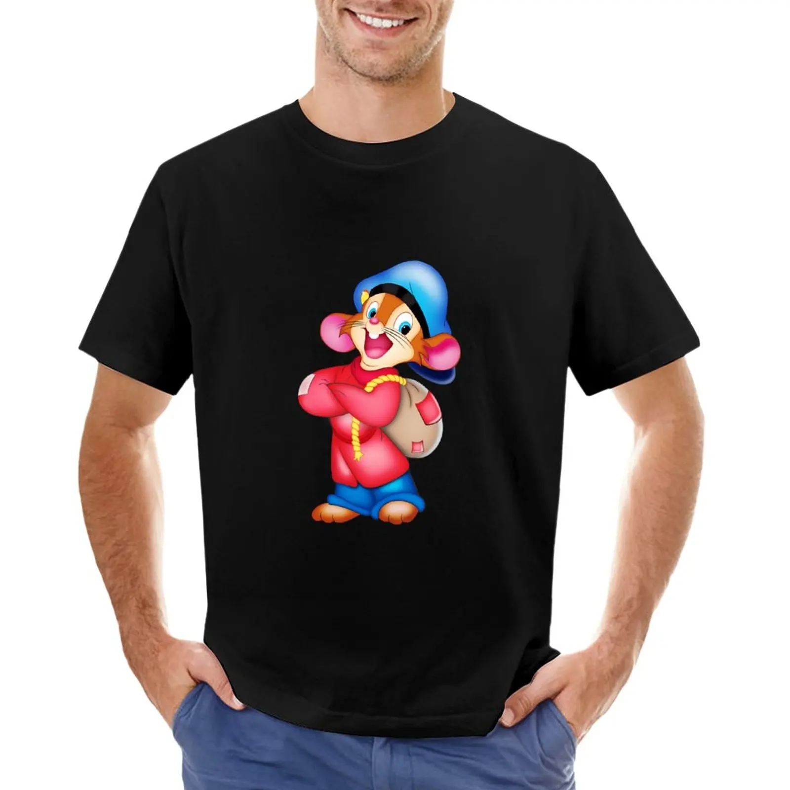 Happy Fievel - An American Tail T-Shirt Anime Tee Shirt Men Long Sleeve T Shirts
