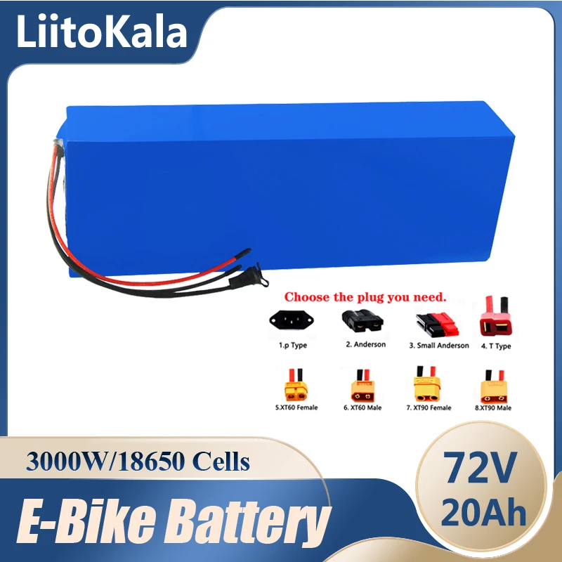 Liitokala 72V 20Ah Batteria 3000W 2500W 18650 20 S7P Batteria Al Litio 72V 20Ah Bici Elettrica Li-Ion Scooter Batteria