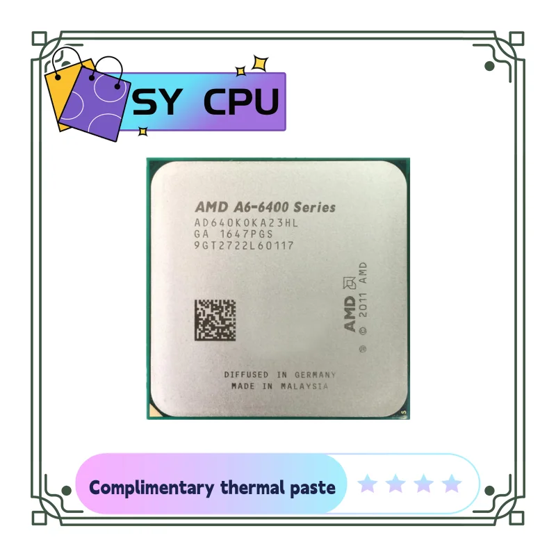 Amd A6-Series A6-6400K A6 6400 A6 6400K 3.9G 65W Processore Cpu Dual-Core Presa Muslimah/Muslimex Fm2