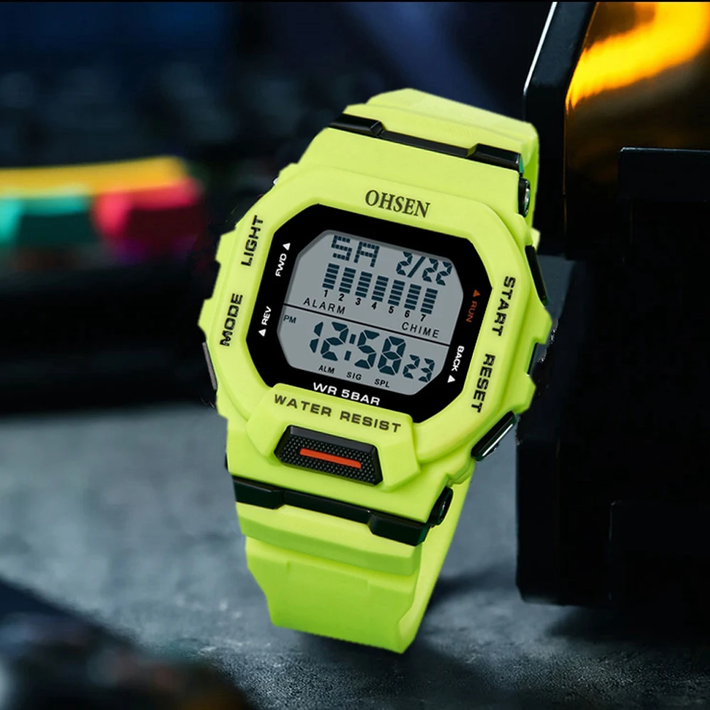 New Ohsen Green Hombre Orologi Digitali Maschili 5Atm Dive Man Orologi Da Polso Sportivi Da Uomo Orologi Da Polso Orologio Da Uomo Reloj Masculino