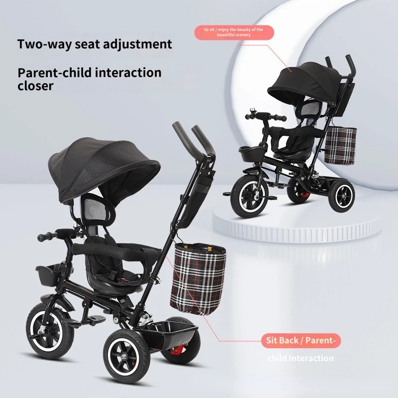 Triciclo Pieghevole Per Bambini 1-6 Anni Pedale Trike Passeggino Passeggino Bici Per Bambini Girello Reversibile Per Esterni Per Bambini