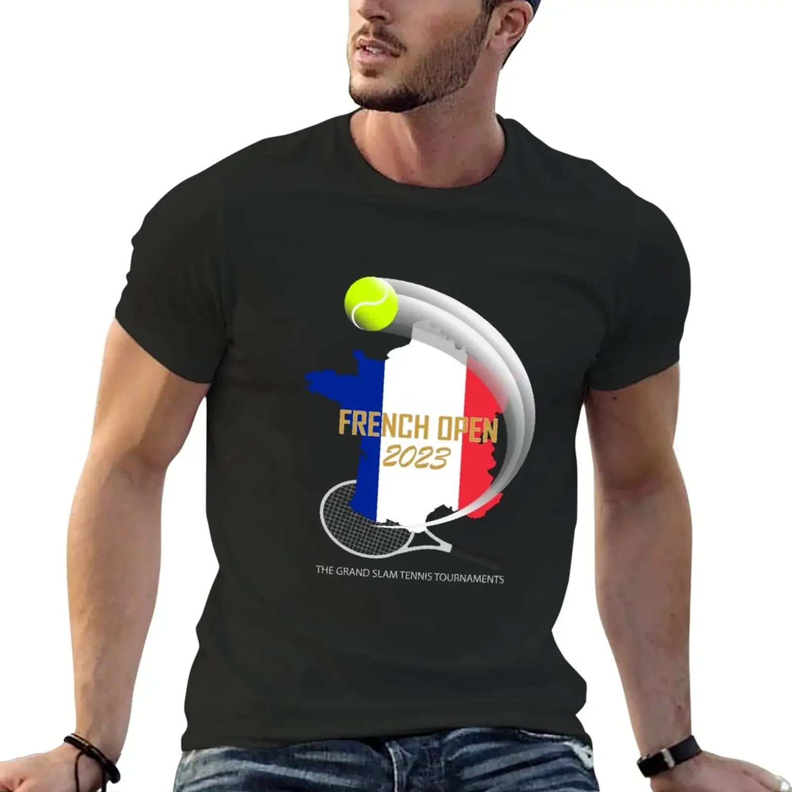 Wonderful 2023 French Open Tennis Tournament Design T-Shirt Ragazzi Whites Blacks Mens Graphic T-Shirt Hip Hop