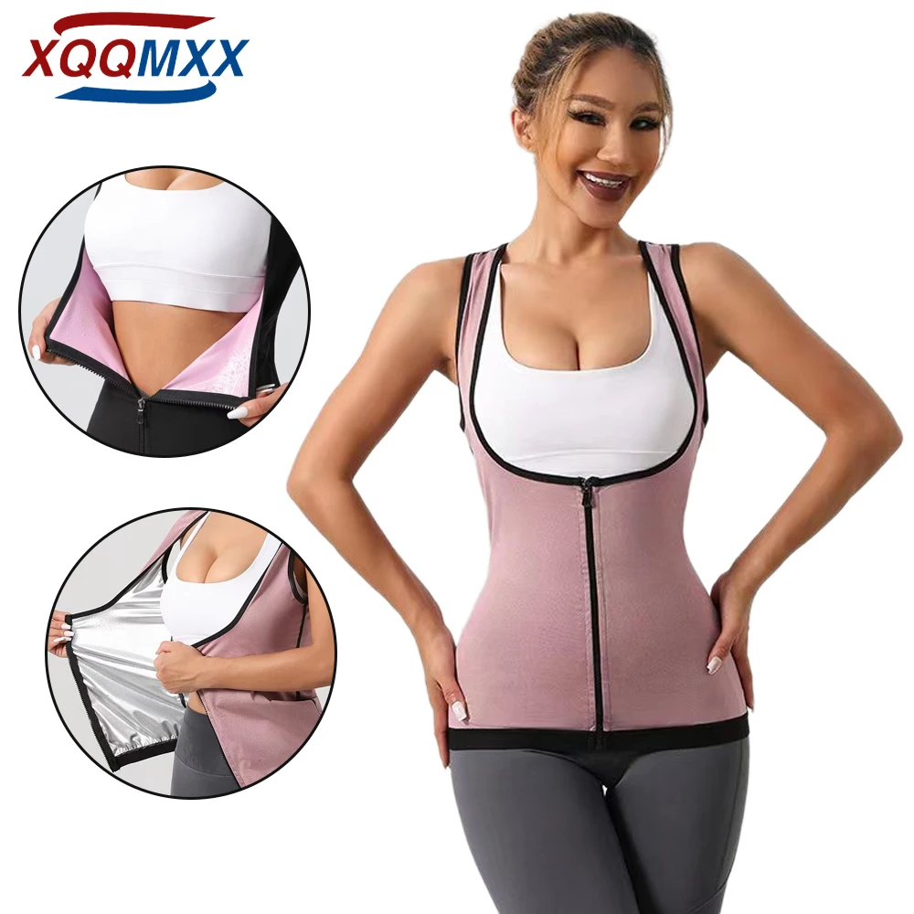 Xqqmxx 1 Pz Tuta Da Sauna Per Le Donne Gilet Da Allenamento In Vita Per Le Donne Sweat Tank Top Shaper Per Le Donne Con Cerniera