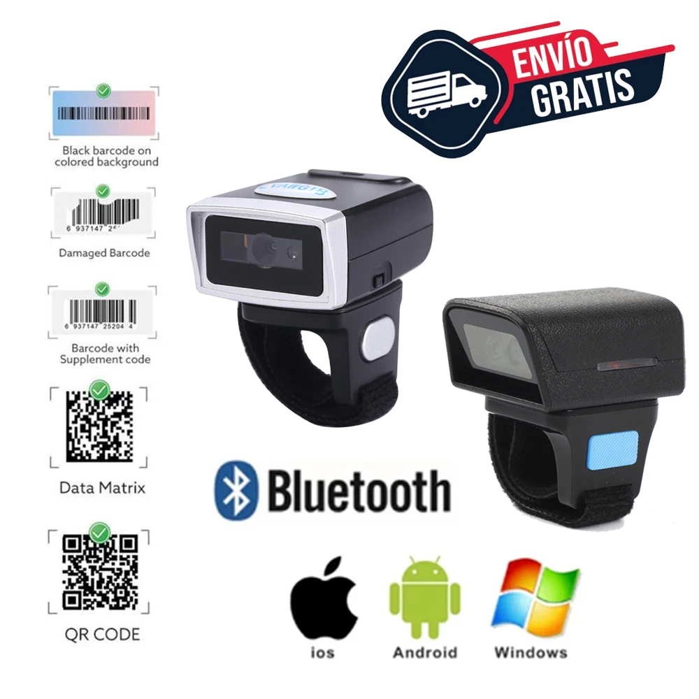 Envio Grastis Leitor De Código De Barras Evawgib 1D/2D Sem Fio Leitor De Código De Barras Pdf417 Usb Bluetooth Para Windows Ios