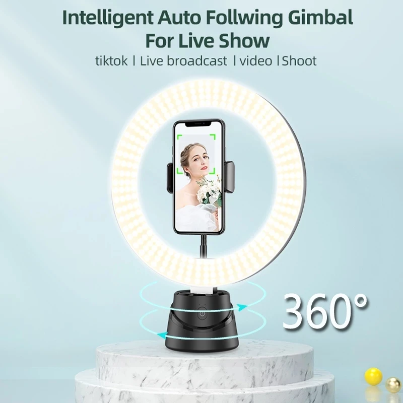 360 Auto Tracking Shoot Smart Selfie Stick Led Ring Light Robot Cameraman Face Phone Holder Lampe Gimbal Stabilisateur