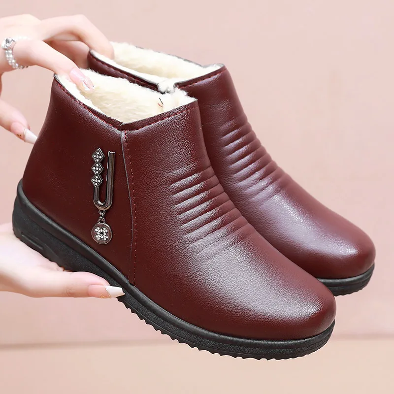 2023 Moda Stivaletti Mamma Stivaletti Donna Stivali Da Neve Inverno Tacchi Piatti Donna Scarpe Con Plateau Calde Stivaletti In Pelliccia Spessa In Pel