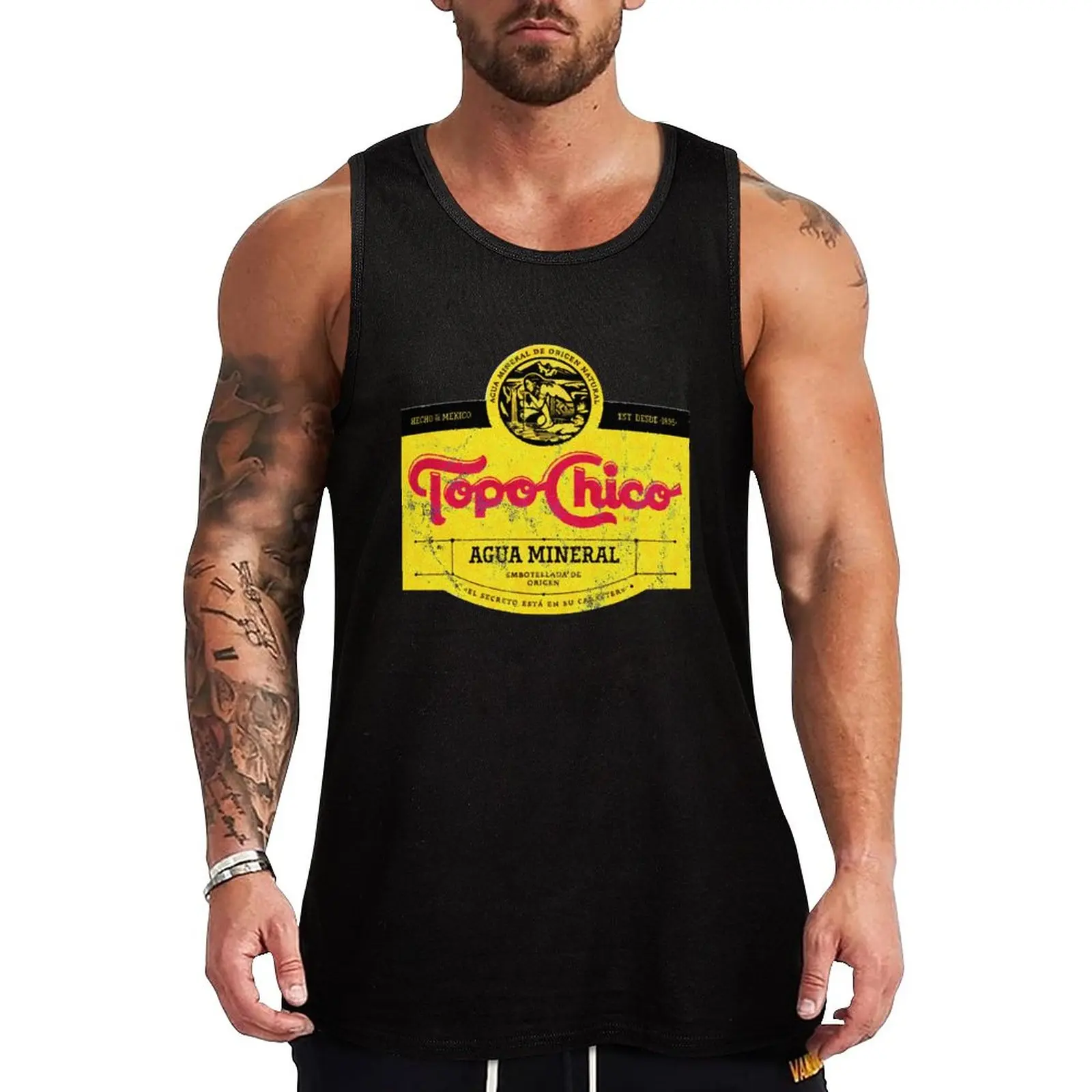Nuovo Logo Topo Chico Agua Minerale Indossato E Lavato (Acqua Minerale Frizzante) Canotta Classica Anime Top