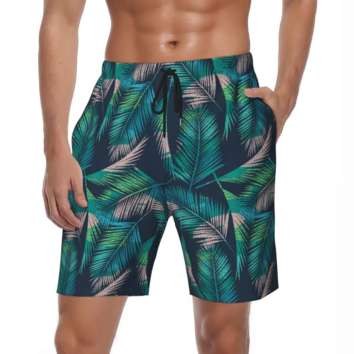 Costume Da Bagno Tropical Palm Leaves Board Shorts Summer Colorful Botanical Vintage Beach Short Pants Sport Da Uomo Surf Swim Trunks