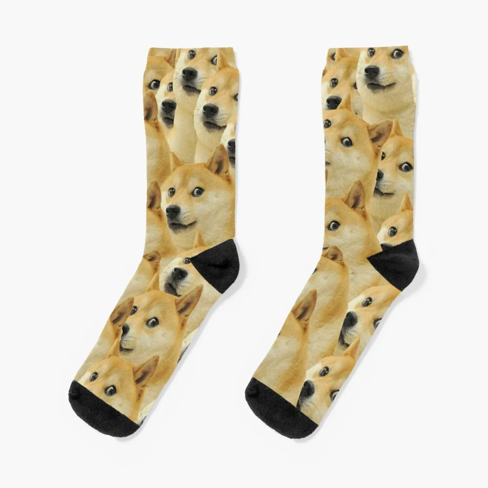 Doge Wow Pattern Shiba Inu Doggo Dog Meme Montage Hd Calzini Per Negozi Online Di Alta Qualità