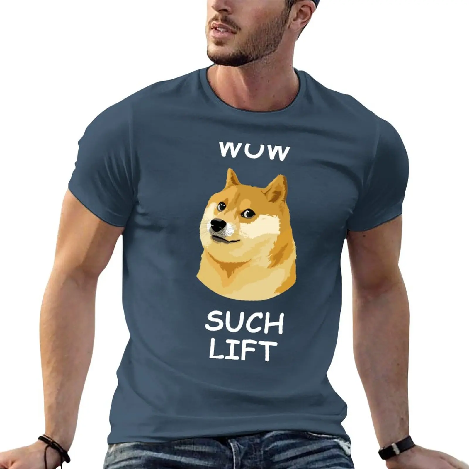 Wow, Tale T-Shirt Lift - Doge Fitness Meme Sweat Shirt Kawaii Clothes Men Clothes