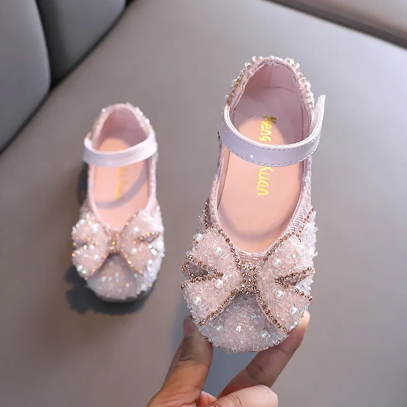 Scarpe In Pelle Per Bambini Scarpe Da Principessa Poco Profonde Per Ragazze Fashion Pearl Elegant Kid Mary Jane Shoes For Party Wedding Flat Shoes