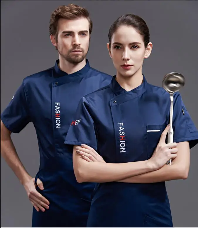 Camicia Da Cuoco Da Uomo Giacca Da Cucina Estiva Catering Work Restaurant Uniform Tops Net Back