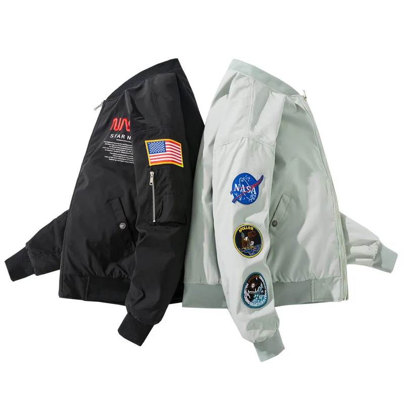 Space Navette Mission Patched Winter Space Bomber Flight Jacket Nuovo Ricamo Bomber Jacket Cappotto Da Baseball Uomo Abbigliamento Invernale