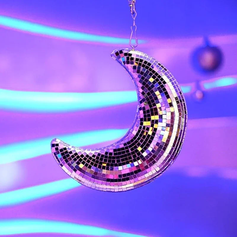 Disco Ball Moon Shaped Disco Ball Decor,Stage Mirror Balls Funky Home Decor Per La Festa, Bar Retro-Riflettente Disco Ball Lights
