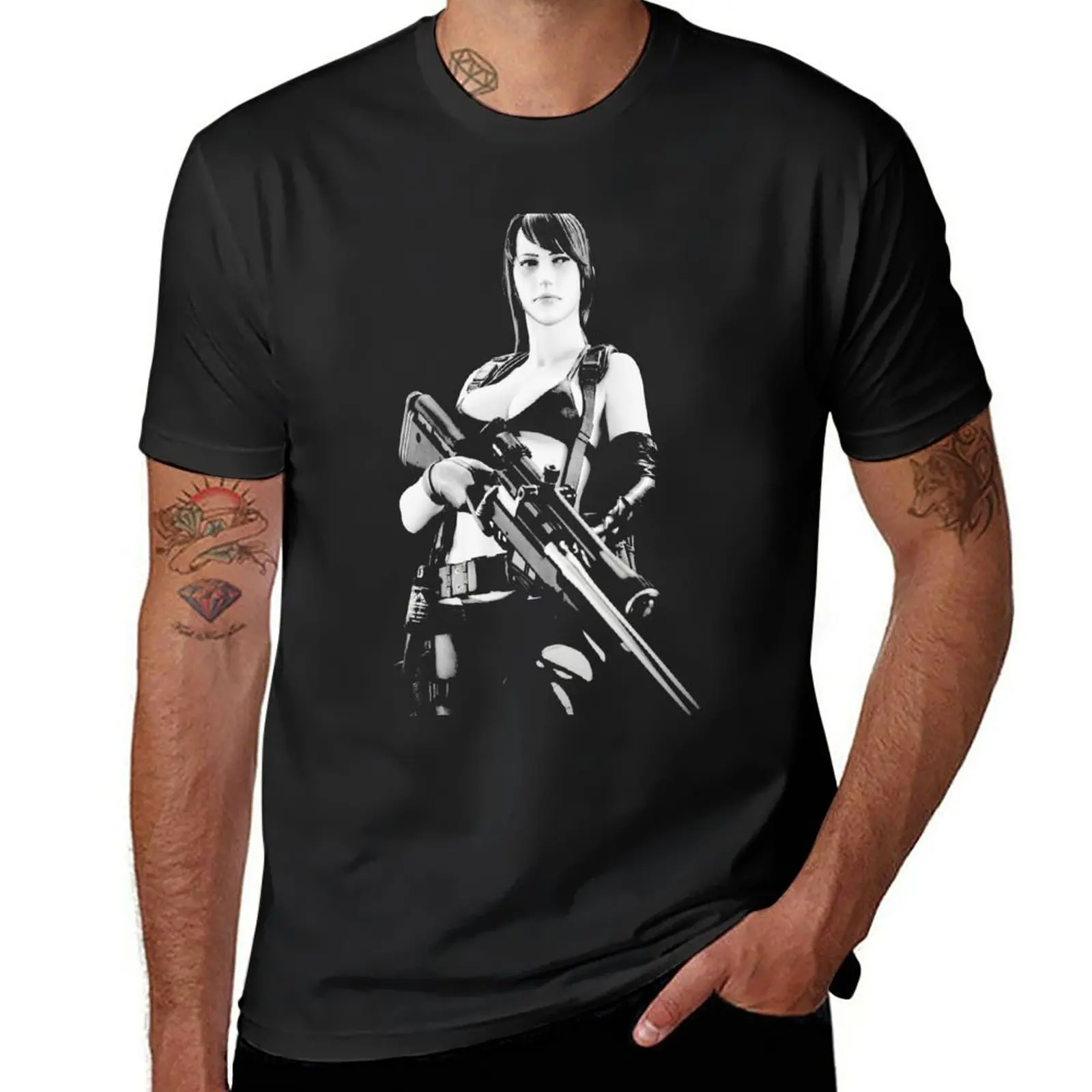 New Quiet - Metal Gear Solid V T-Shirt T-Shirt Per Un Ragazzo Top T-Shirt Corta Moda Coreana Nera Per Uomo