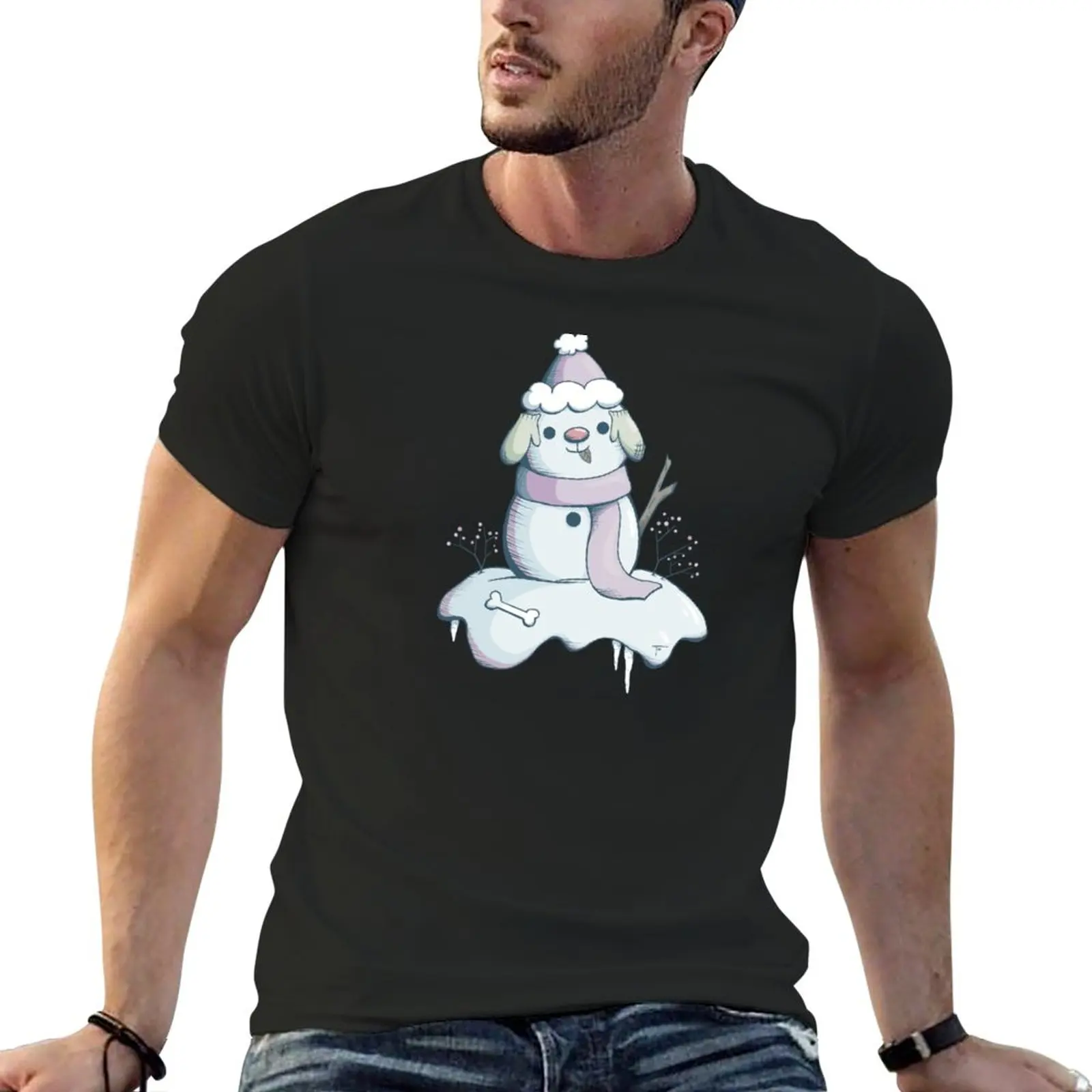 T-Shirt Invernale Snow Pup T-Shirt Da Uomo Bianca Camicetta T-Shirt Da Uomo