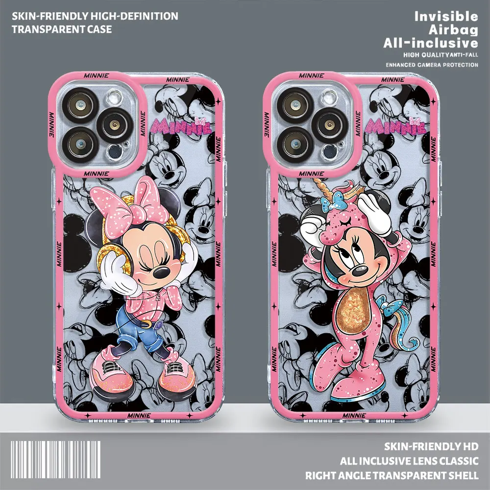 Custodia Disney Pink Minnie Mouse Per Motolora Moto G32 G71 G22 G72 G52 Edge 40 5G G73 Cover Morbida Trasparente