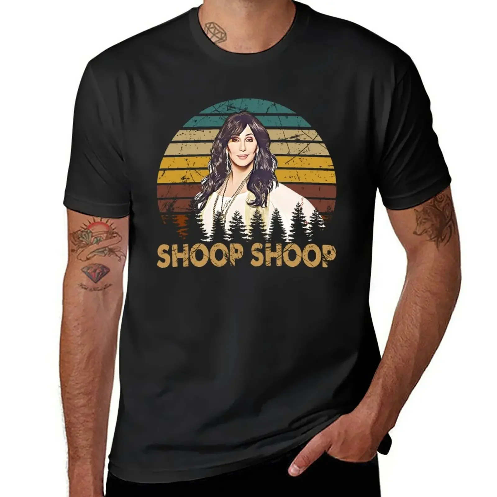 Graphic Cher Love Music Legends Live Forever - Shoop Shoop T-Shirt T-Shirt Nera Moda Coreana Per Uomo