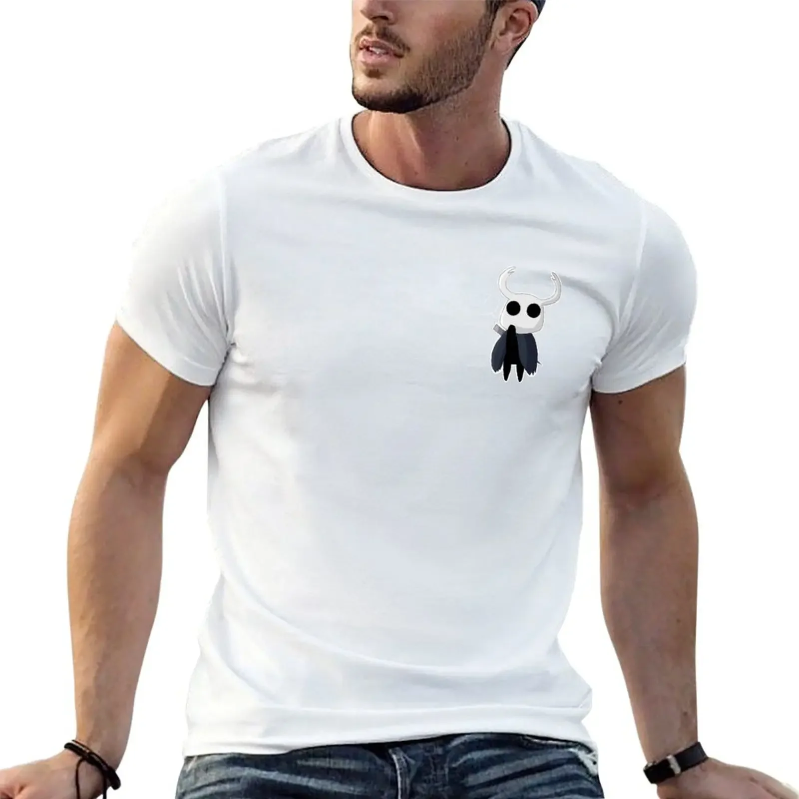 Hollow Knight - The Knight Confused/Thinking T-Shirt Summer Top Oversize Summer Top Plain White T-Shirt Men