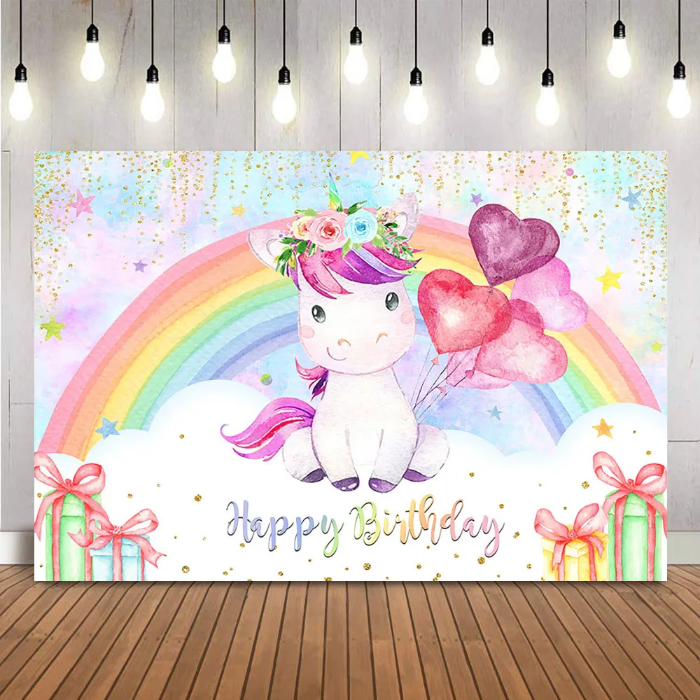 Unicorno Compleanno Sfondo Arcobaleno Magico Unicorno Sfondo Di Compleanno Per Neonate Principessa Compleanno Festa A Tema Sfondo