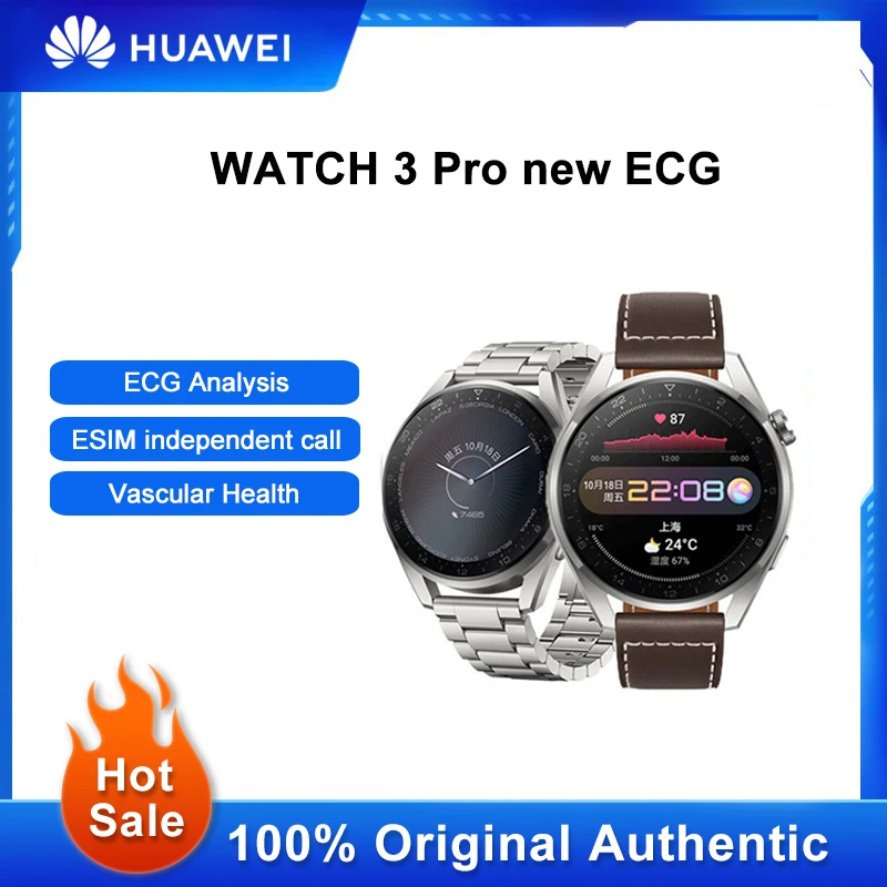 2023 Originale Huawei Watch 3 Pro New Ecg Smartwatch Esim Standalone Call Uomo Donna 24H Health Monitor Fitness Sport Bracciale