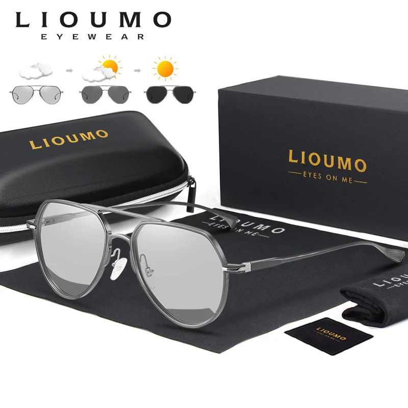 Lioumo Occhiali Da Sole Polarizzati Donne Degli Uomini Fotocromatiche Occhiali Di Guida Magnesio Alluminio Chameleon Occhiali Gafas De Sol Hombre