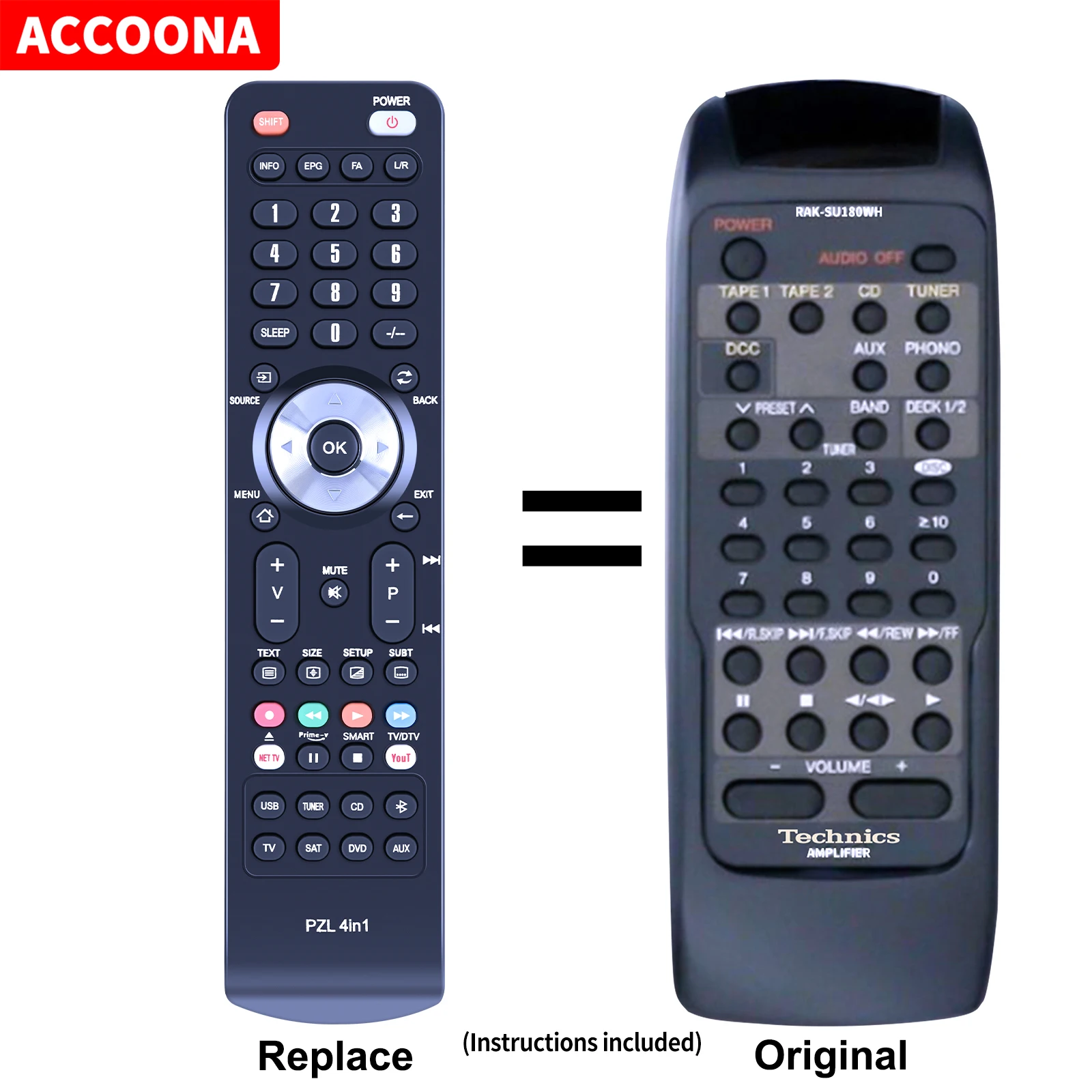 Telecomando Sostitutivo Per Technics Rak-Su129Wh Rak-Su120Wh Rak-Su180Wh Rak-Su228Wh Sl-Pg460A
