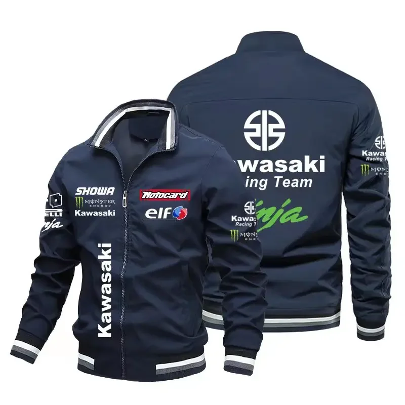 Giacca Da Baseball Alla Moda Da Uomo 2024, Giacca Da Moto All'Aperto, Giacca Da Uomo, Giacca A Vento, Camicia Sportiva Stampata Con Logo Kawasaki