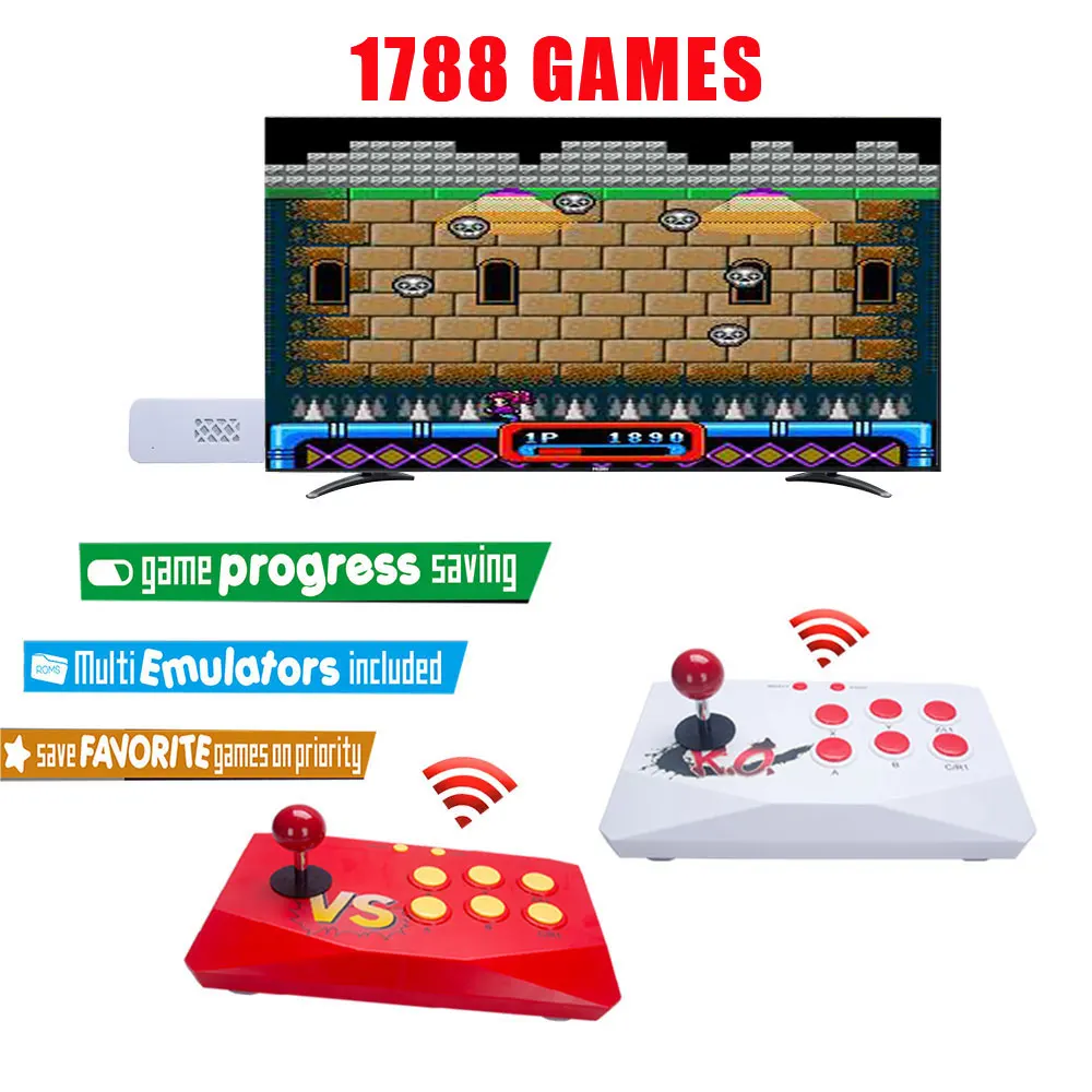 Console Di Gioco Console Video Retrò Con 1788 Giochi Consola De Jeux Jogos Arcade Stick 4K Hd Emulator Videojuegos Wireless