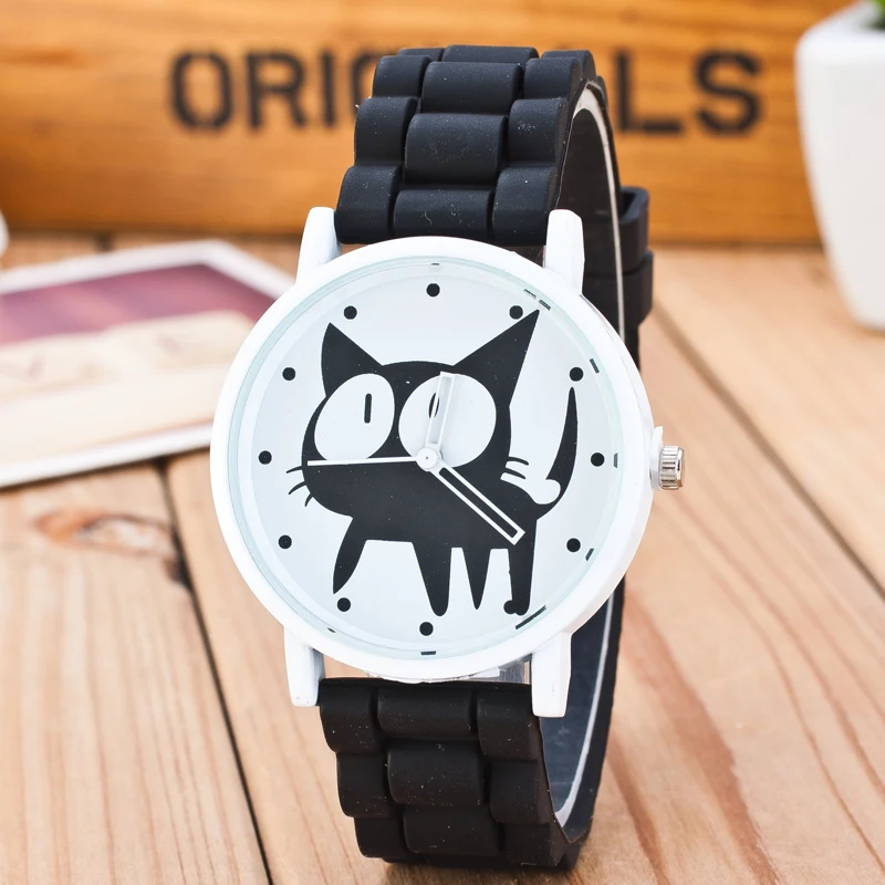 Nuovi Bambini Cartoon Watches Luxury Lovely Cat Watch Women Silicone Quartz Watch Kids Jelly Watches Relogio Feminino For Gift