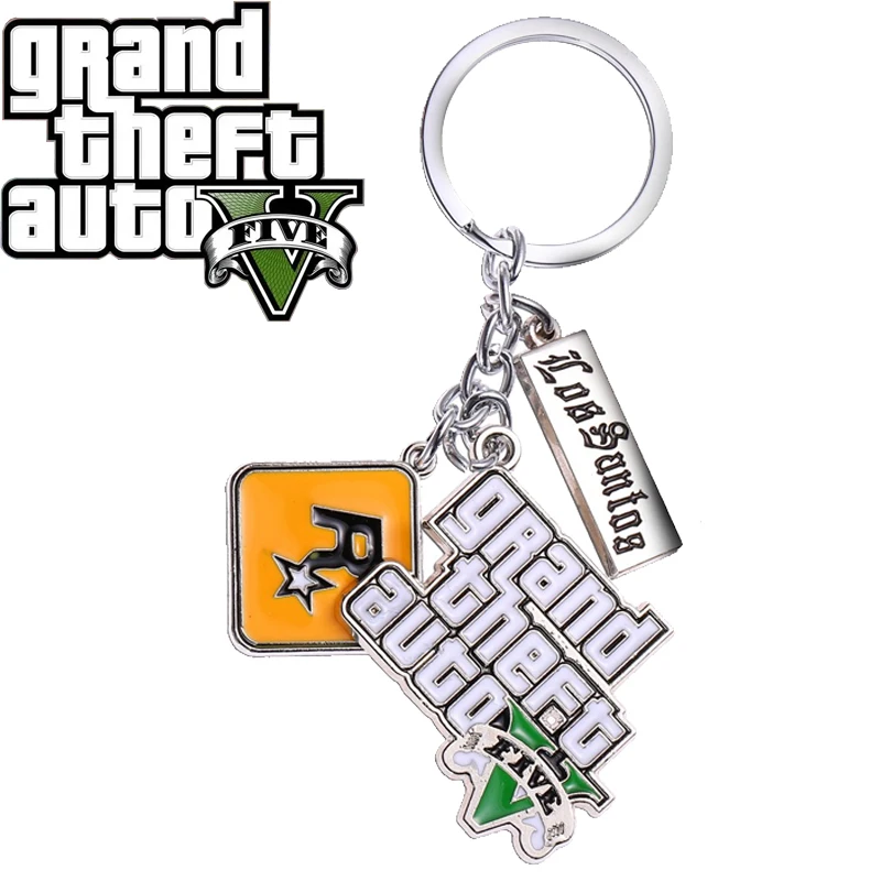 Hot Game Ps4 Gta 5 Grand Theft Portachiavi Automatico Portachiavi Per Fan Xbox Pc Rockstar Portachiavi 4.1Cm Gioielli Llaveros Ciondolo