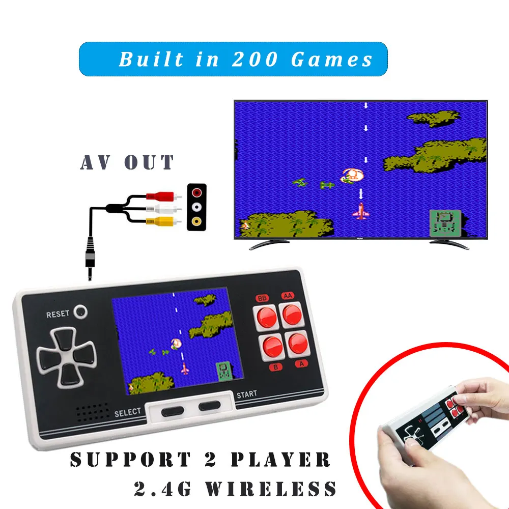 Console Per Videogiochi Console Retrò Da 2.8 Pollici Giocatori Di Giochi Portatili Portatili 200 Giochi Mini Retrogaming Tascabile Per Famiglie A 8 Bi