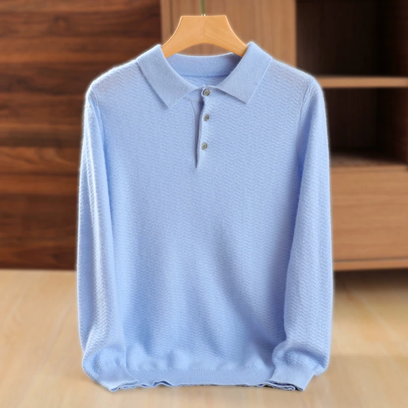 Pullover Per Maglieria In Lana 100% Maglioni Da Uomo Vendita Calda Colletto Polo Invernale Maglioni Tinta Unita Maglieria Calda Maschile Yl01