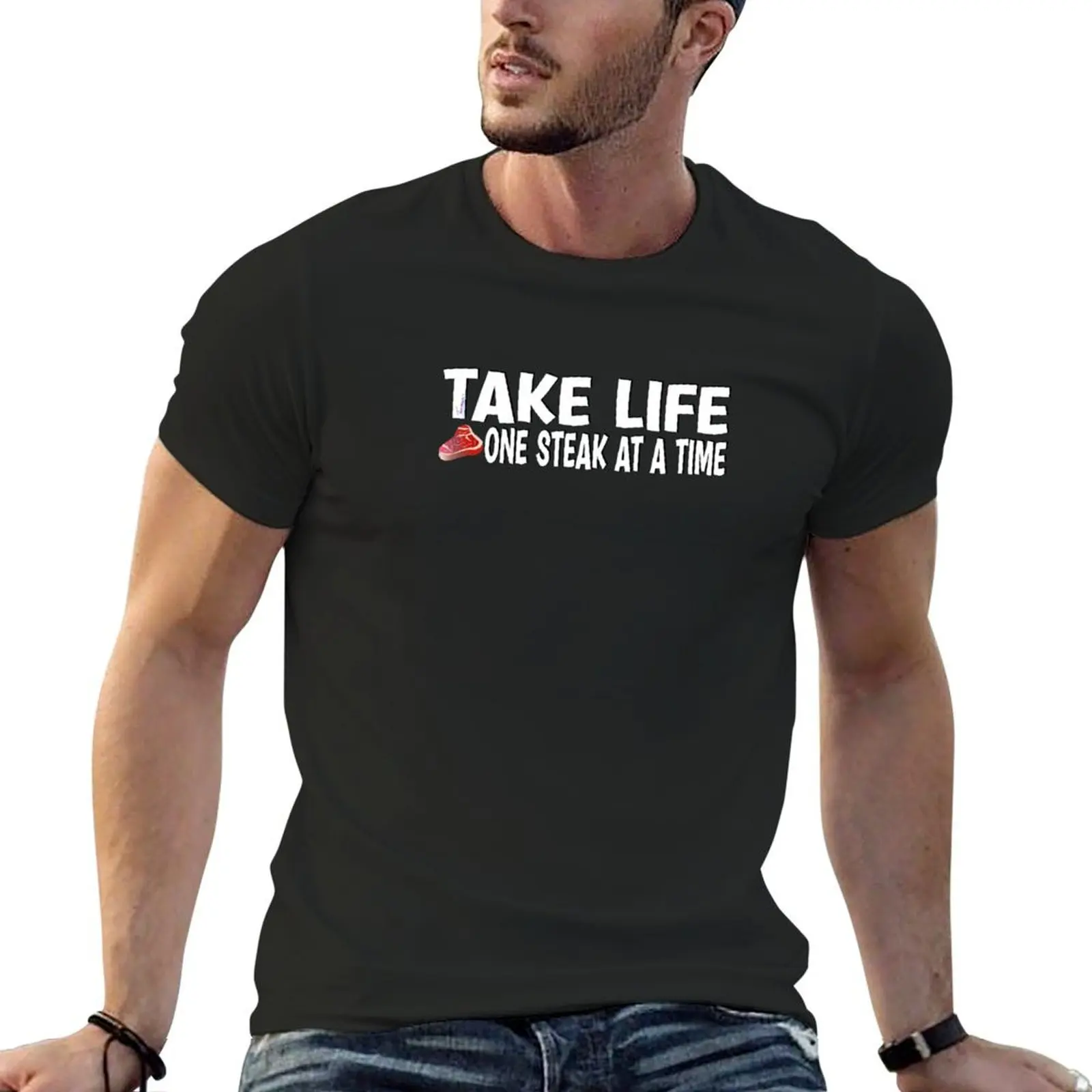 Prendi Vita Una Bistecca Alla Volta, Keto Carnivore Dieta Grafica T-Shirt Abbigliamento Vintage Plus Size Top Vestiti Per Gli Uomini