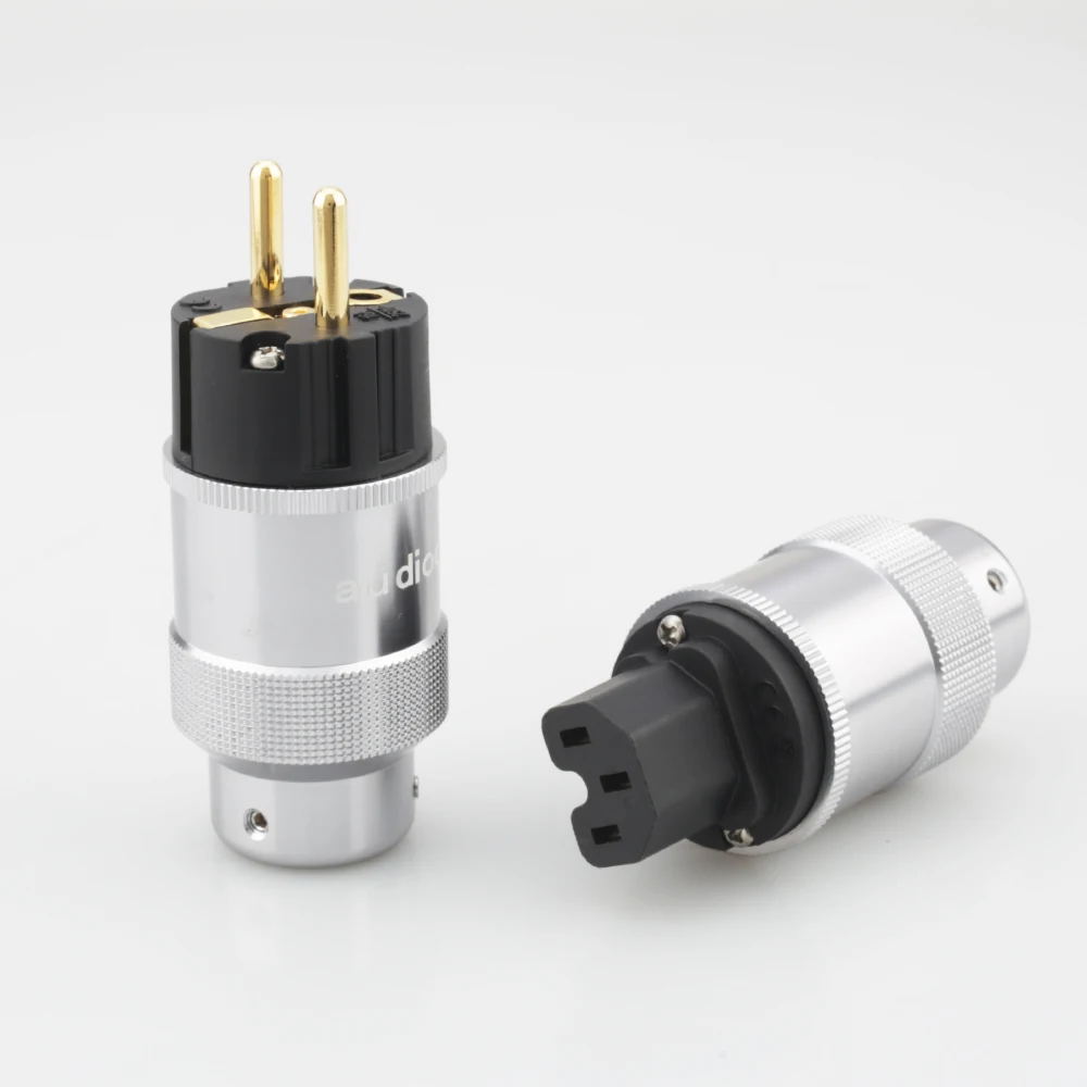Audiocrast Schuko Power Plug Eu Power Connector Hifi Power Plug 24K Gold Plated Male Female Diy Mains Power Cable Plug