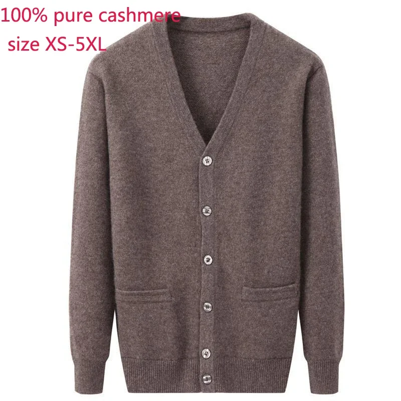 Nuovo Arrivo Moda Addensato 100% Puro Cashmere Giacca Uomo Casual Computer Lavorato A Maglia Cardigan Con Scollo A V Plus Size Xs-5Xl