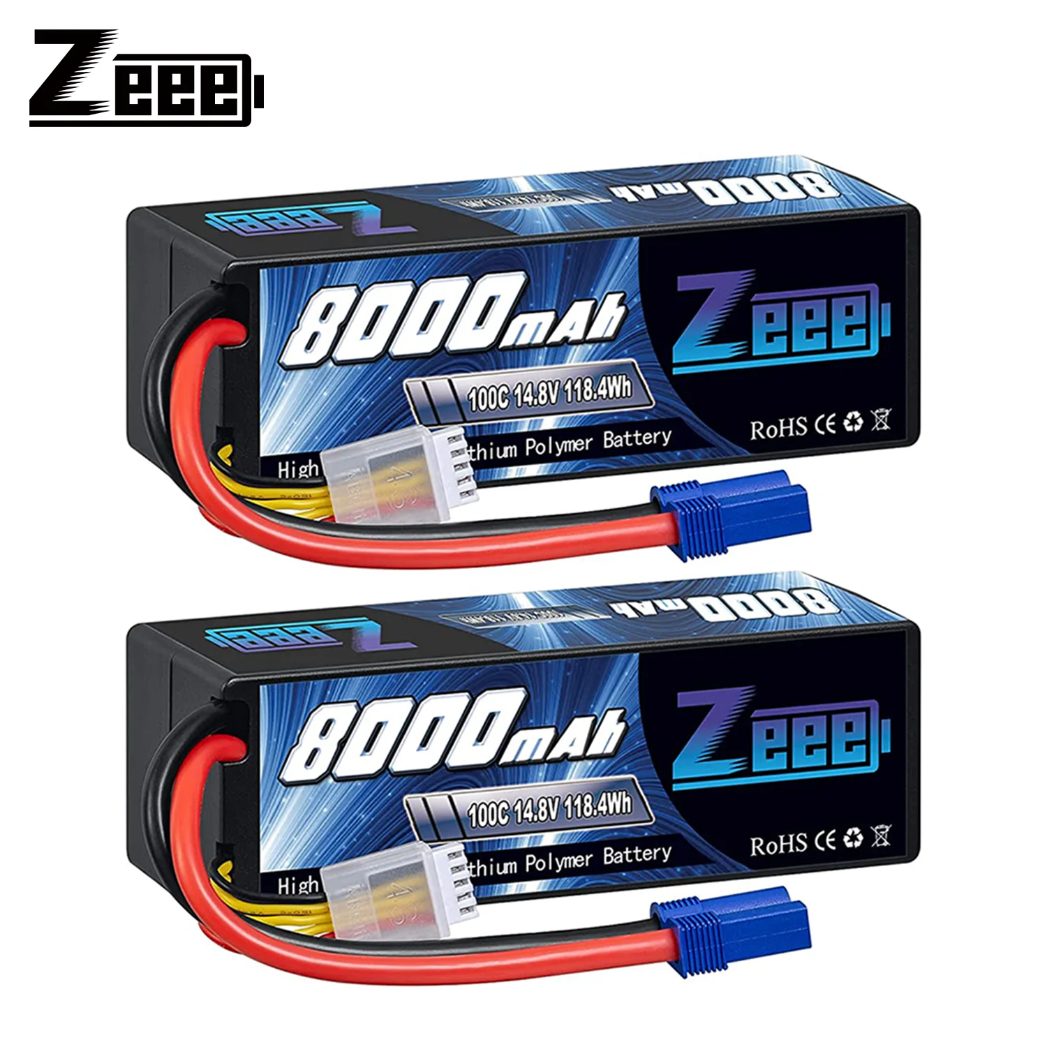 1/2 Unità Zeee 4S 8000Mah Batteria Lipo 14.8V 100C Con Spina Ec5 Hardcase Batteria Rc Per Auto Camion Serbatoio Rc Buggy Racing Hobby Part