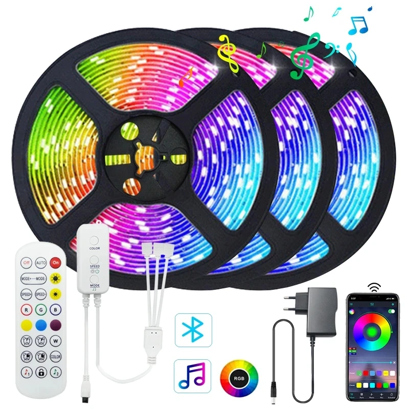 Led Strip String Lights 20 Metri Alexa Bluetooth Led Ribbon Rgb Waterproof Outdoor 5050 2835 Retroilluminazione A Led 5 M 12V Diodo Wifi