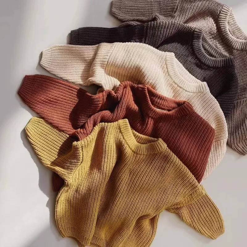 Maglione Di Lana Per Neonato Autunno Inverno Bambino Ragazzi Ragazze Tinta Unita Girocollo Manica Lunga Maglioni Lavorati A Maglia Maglioni Top