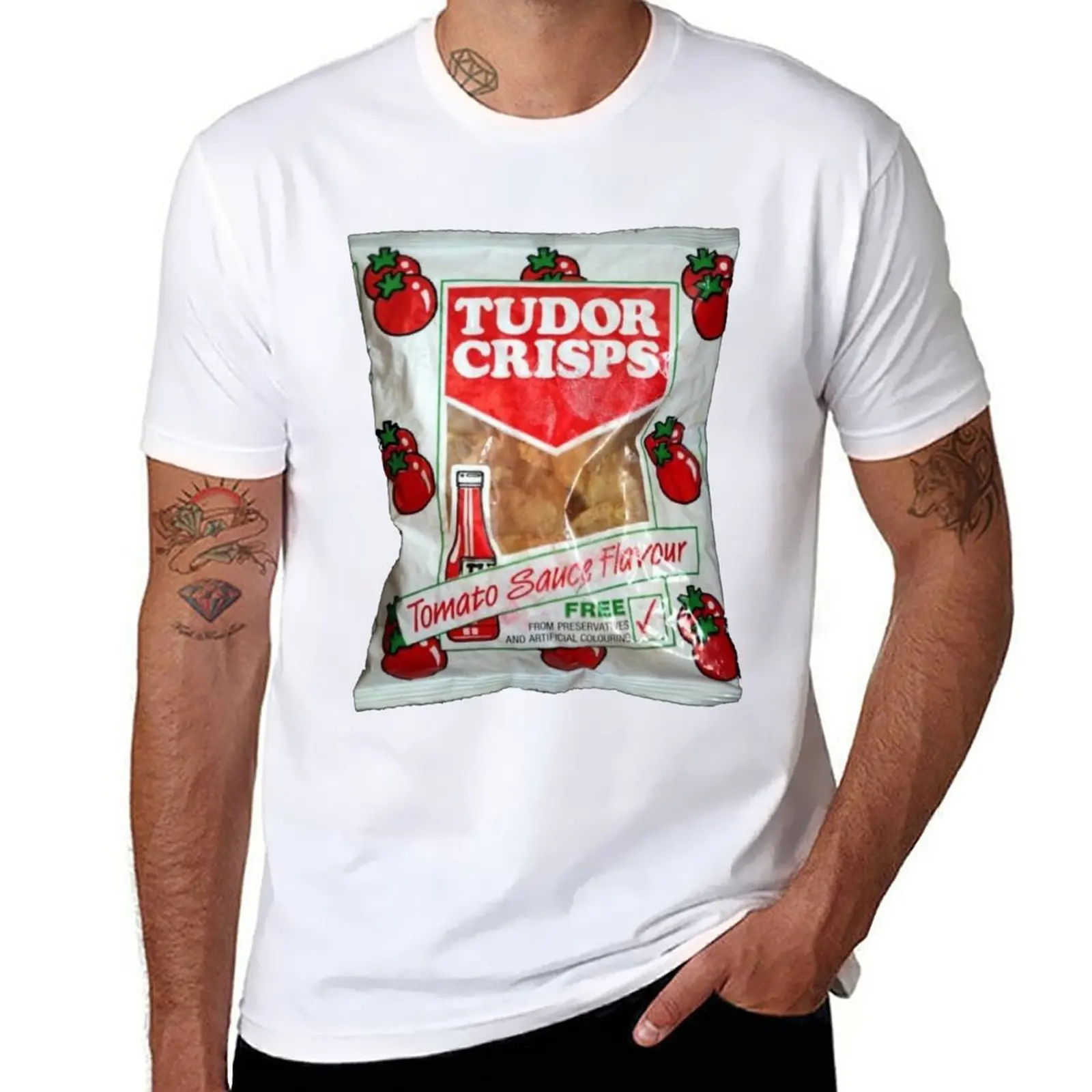 Tudor Crisps-Maglietta Al Gusto Di Salsa Di Pomodoro Ventagli Sportivi Taglie Forti Magliette Vintage Da Uomo