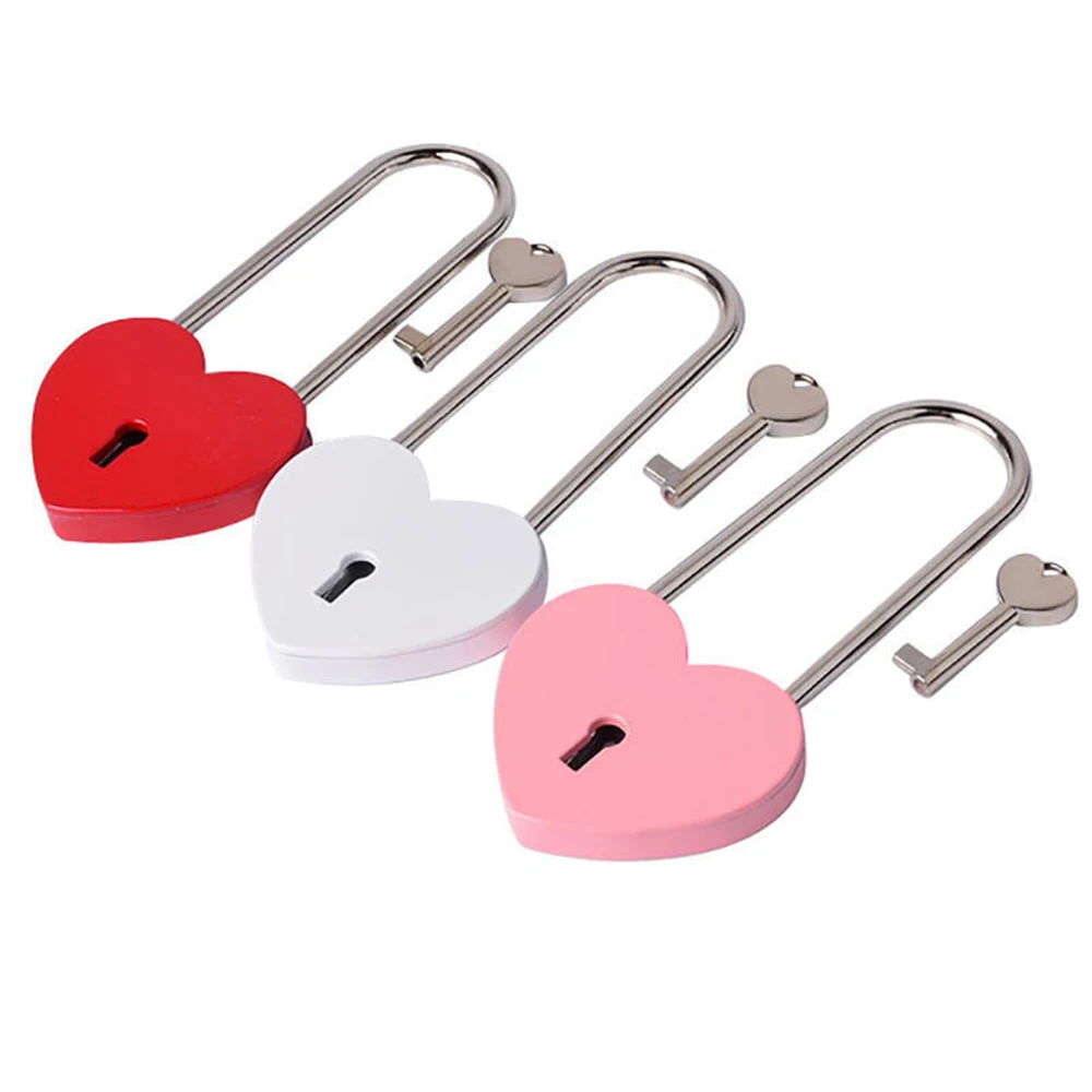 Heart Shaped Padlock Metal Mini Love Lock With Key Vintage Engagement Wedding Valentine'S Day Couple Wishing Lock Personalized